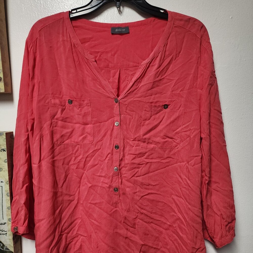 Basler coral VIscose Long sleeve Button up Blouse